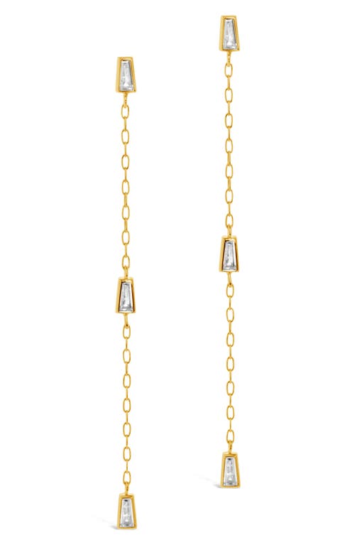 Sterling Forever Rhodium Plated Lillian Cz Drop Stud Earrings In Gold