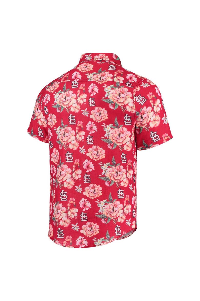 Men's FOCO Red St. Louis Cardinals Floral Linen Button-Up Shirt, Alternate, color, Red