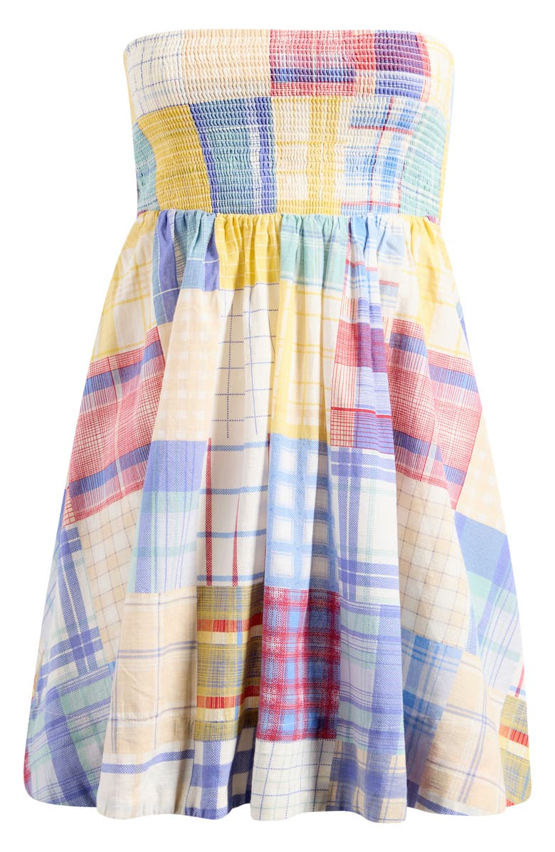 BDG Urban Outfitters Aurora Patch Smocked Minidress, Alternate, color, Blue