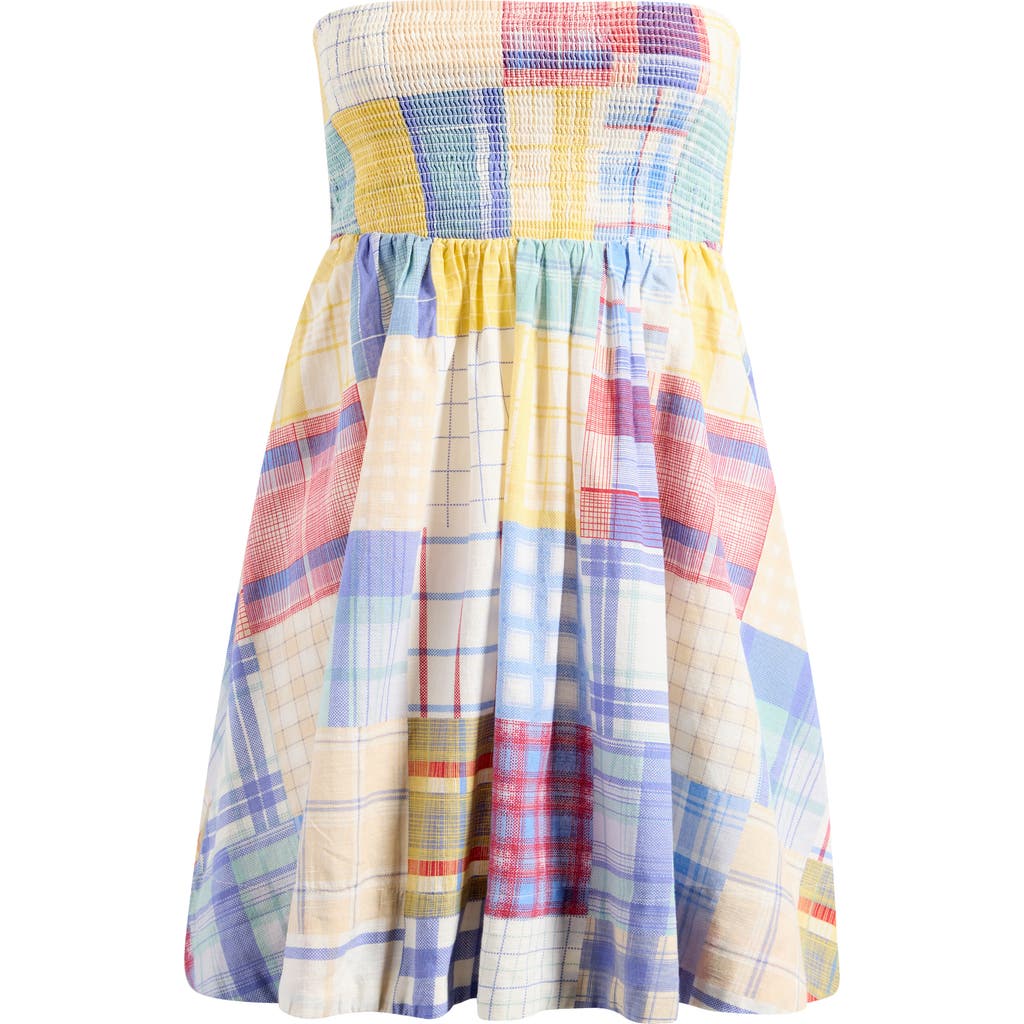 Bdg Urban Outfitters Aurora Patch Smocked Minidress In Blue