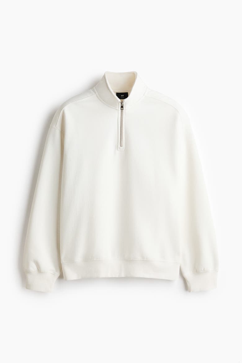 Loose Fit Half-Zip Sweatshirt, Alternate, color, Cream