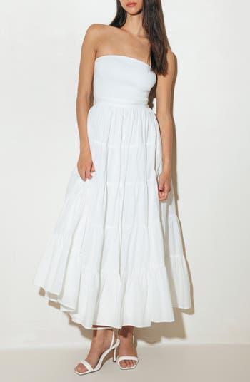 Strapless Tiered Cotton Maxi Sundress
