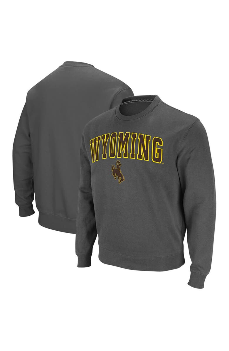 COLOSSEUM Men's Colosseum Charcoal Wyoming Cowboys Arch & Logo Tackle Twill Pullover Sweatshirt, Main, color, Charcoal
