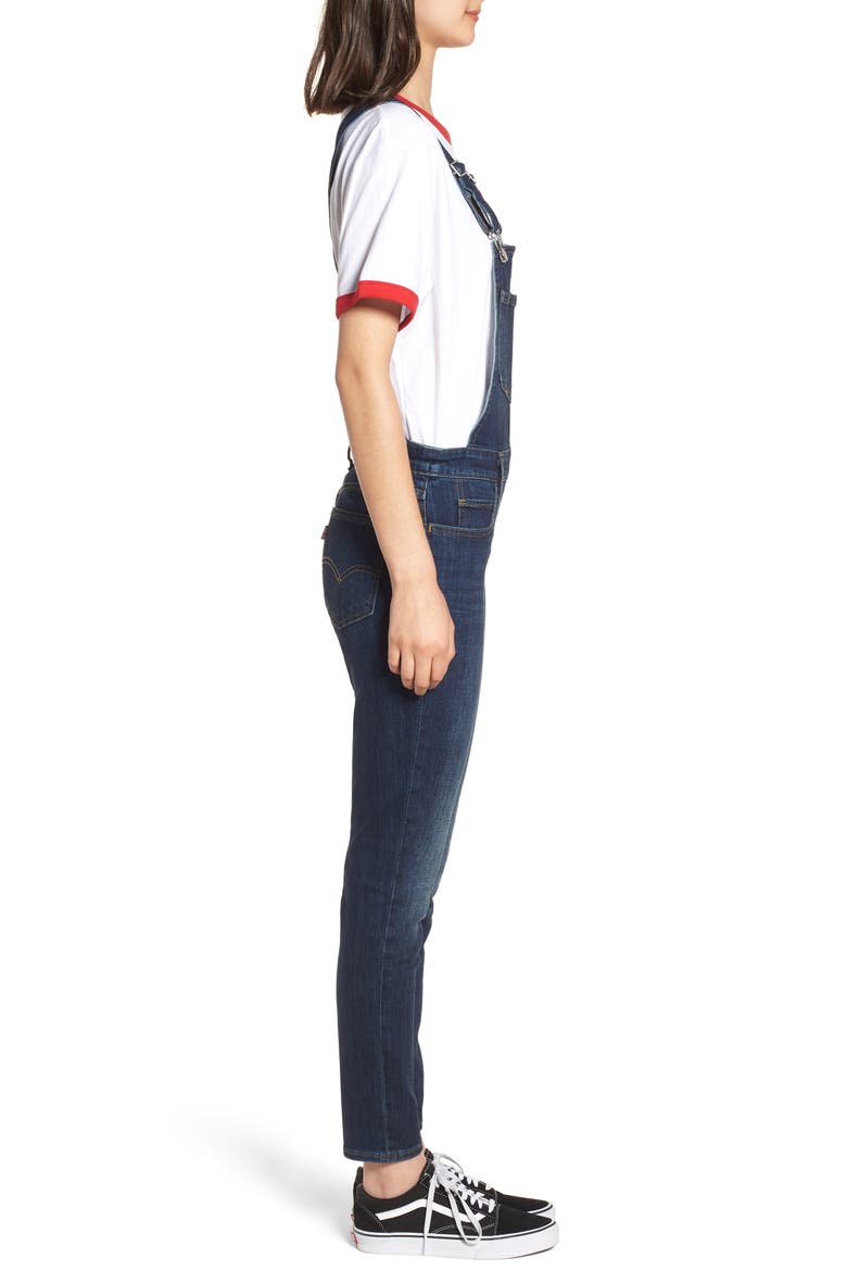 Levi's® Skinny Denim Overalls, Alternate, color, OVER AND OUT