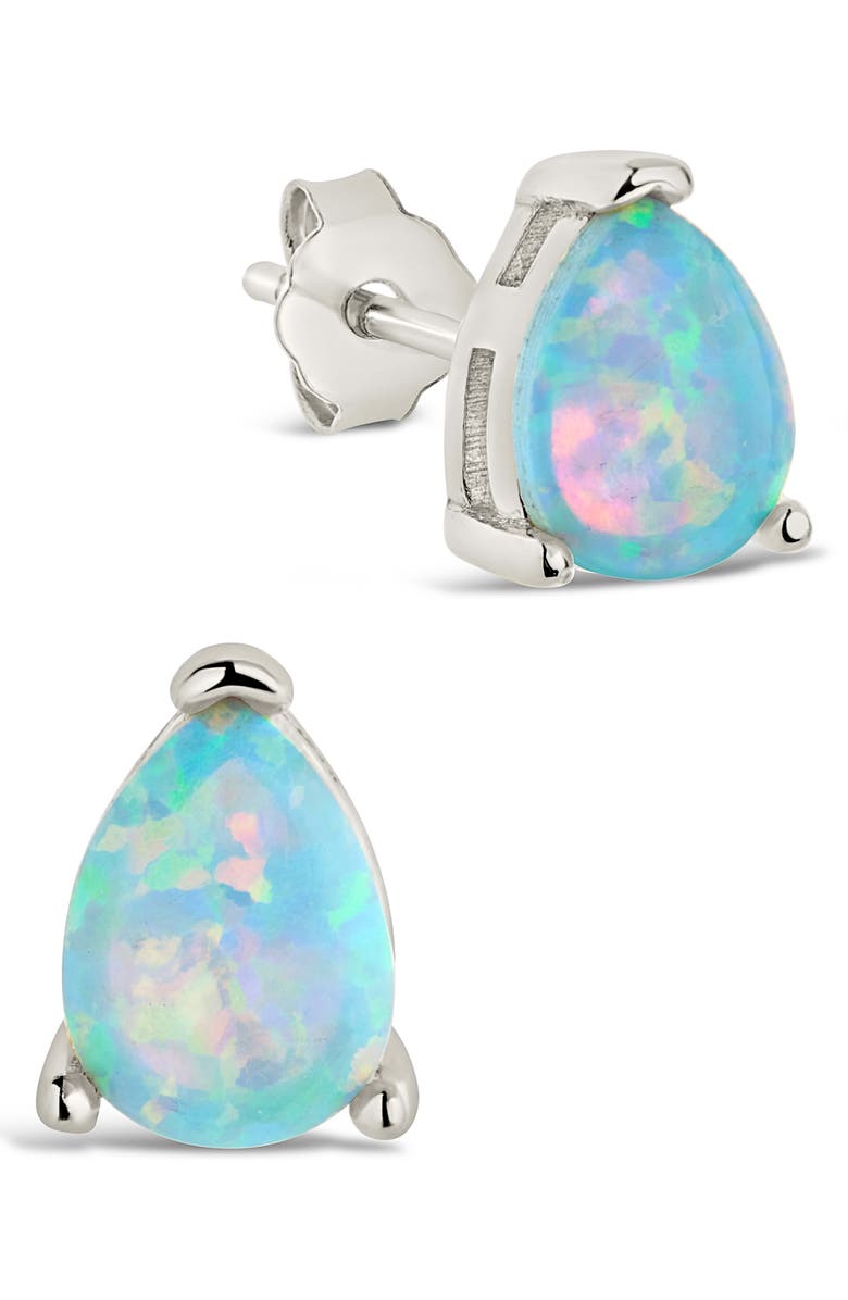 Sterling Forever Isla Created Opal Stud Earrings, Alternate, color, 