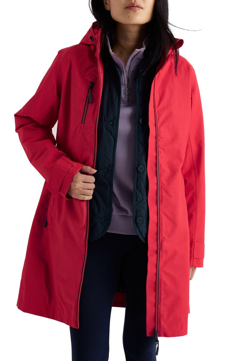 Seasalt Cornwall Coverack Waterproof Organic Cotton Blend Raincoat with Removable Hood (, Main, color, Cinder