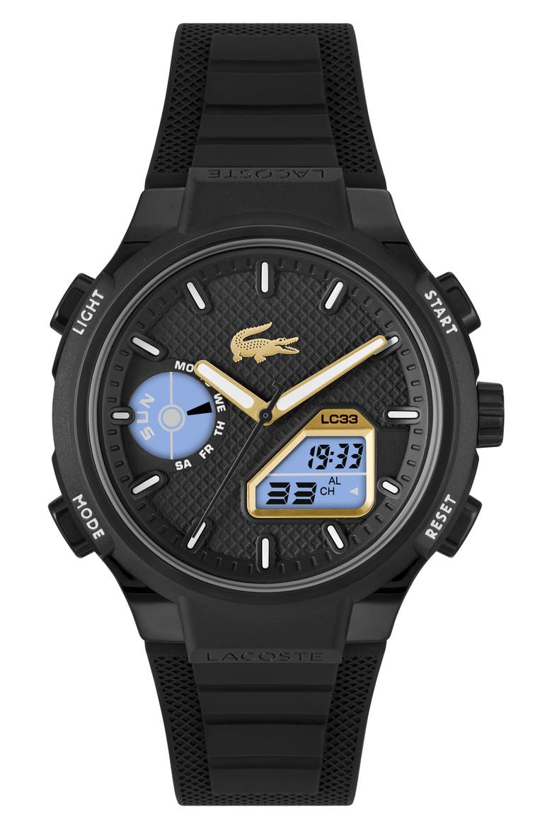 LC33 Silicone Strap Watch, 45mm, Alternate, color, BLACK