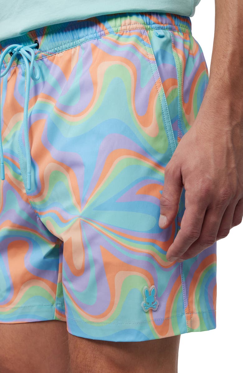 Psycho Bunny Bloomington Color Swirl Swim Trunks, Alternate, color,