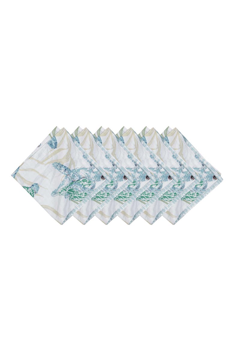 Cape Canaveral Sea Turtle Set of 6 Cloth Napkins, Main, color, Blue