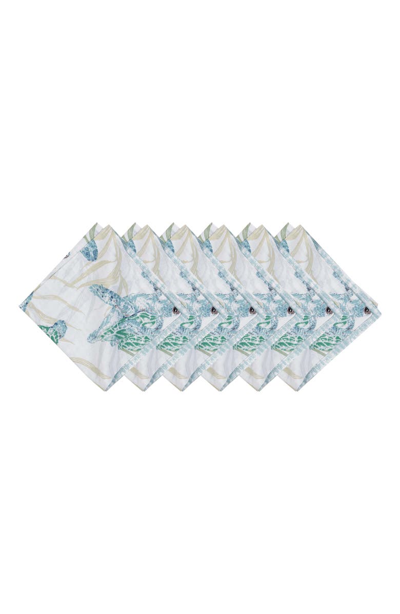C&F Home Cape Canaveral Sea Turtle Set of 6 Cloth Napkins, Main, color, Blue