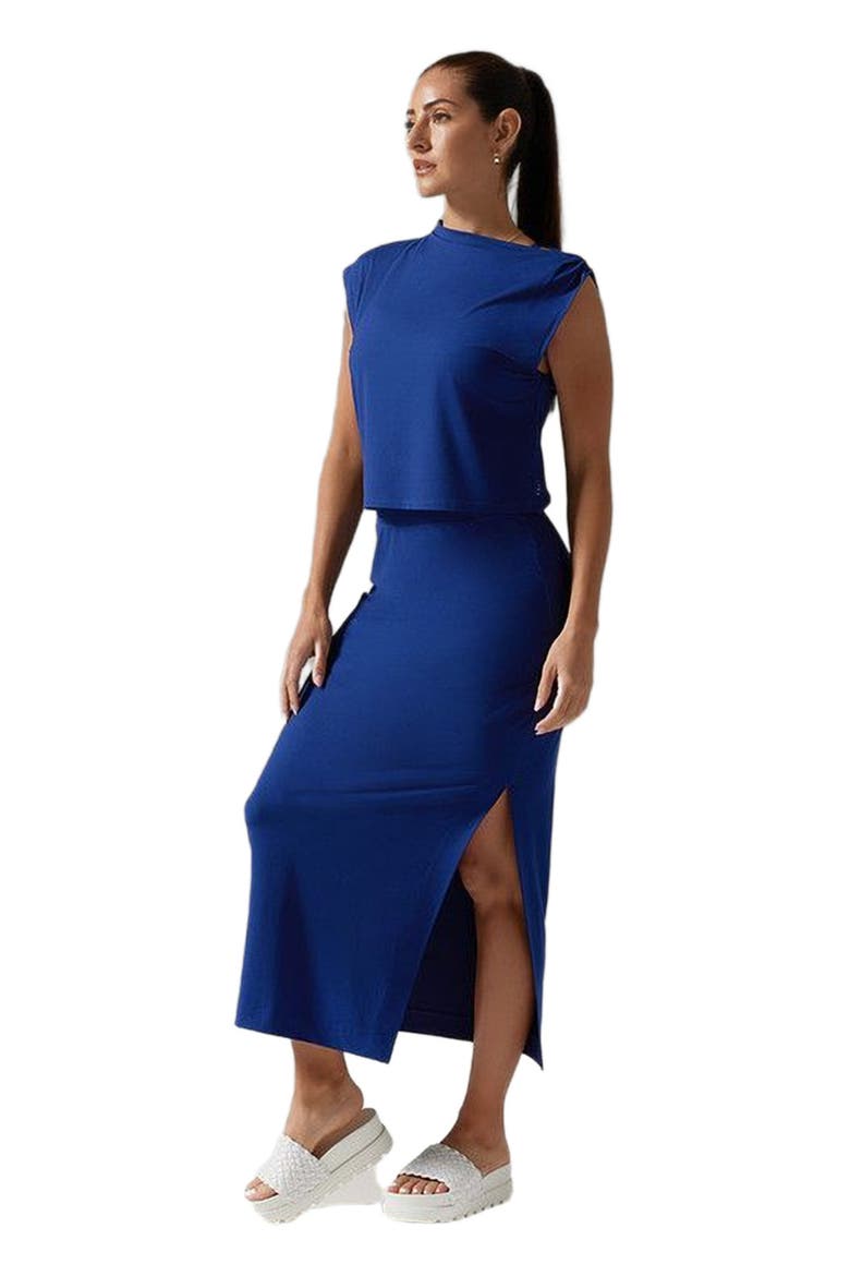 Brushed Tec Knit Midi Skirt, Alternate, color, DEEP NAVY