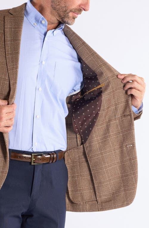 Savile Row Co Windowpane Knit Sport Coat In Brown