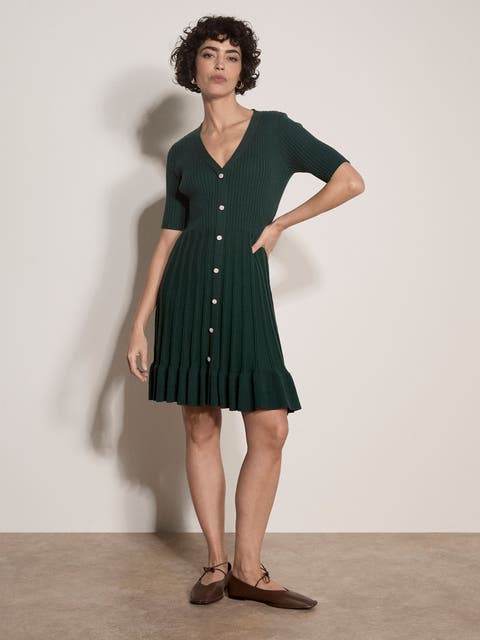 Ribbed Button Down Mini Dress