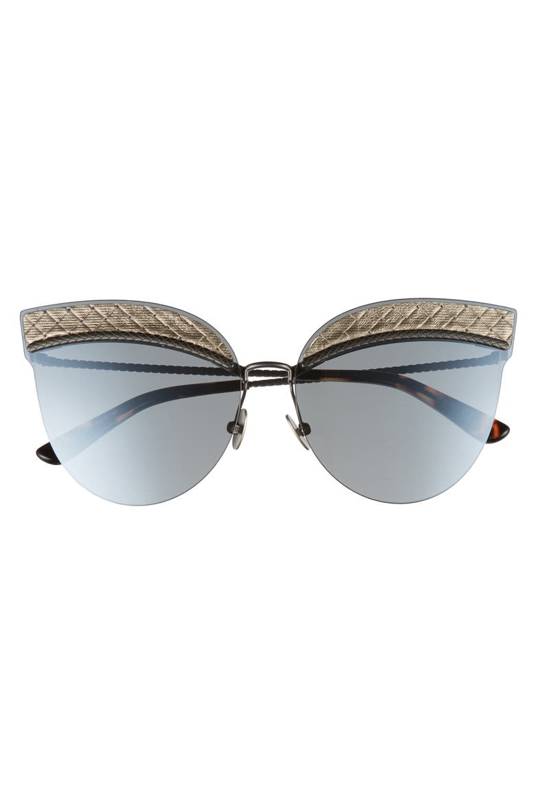 64mm Semi-Rimless Cat Eye Sunglasses, Alternate, color, SILVER