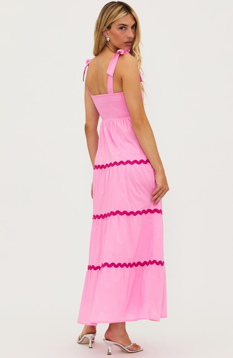 Beach Riot Rickrack Trim Tiered Cover-Up Maxi Dress, Alternate, color, Sweet Berry