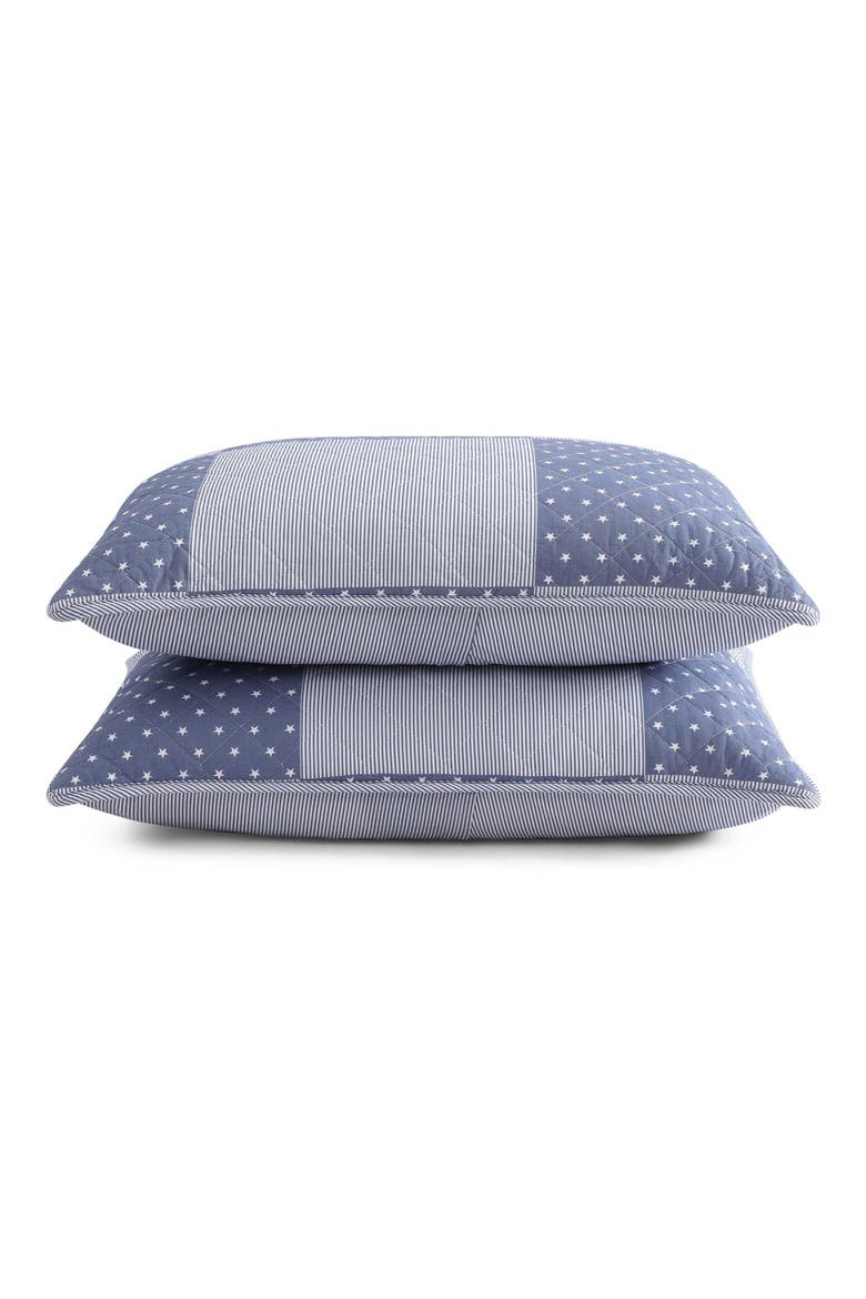 Ithaca Stargaze Patchwork Cotton Quilt & Shams Set, Alternate, color, WHITE/ DEEP BLUE