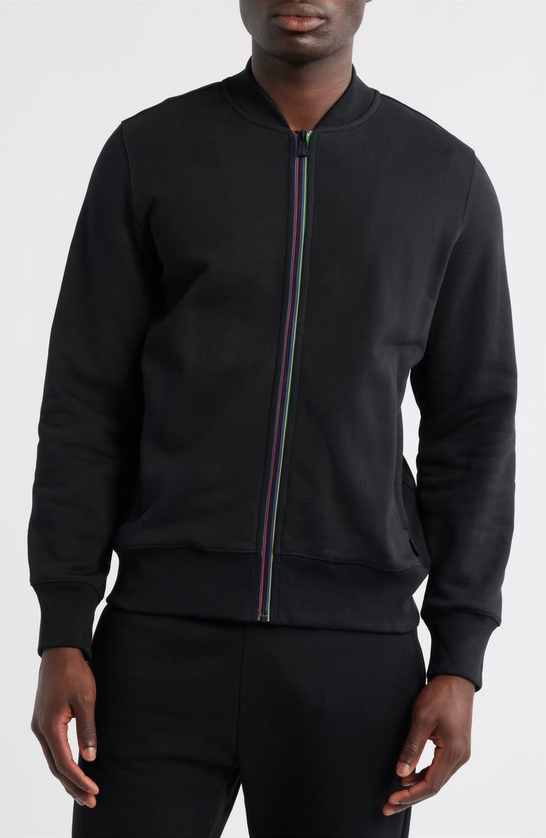 PS Paul Smith Sports Organic Cotton Zip Sweatshirt, Alternate, color, Black