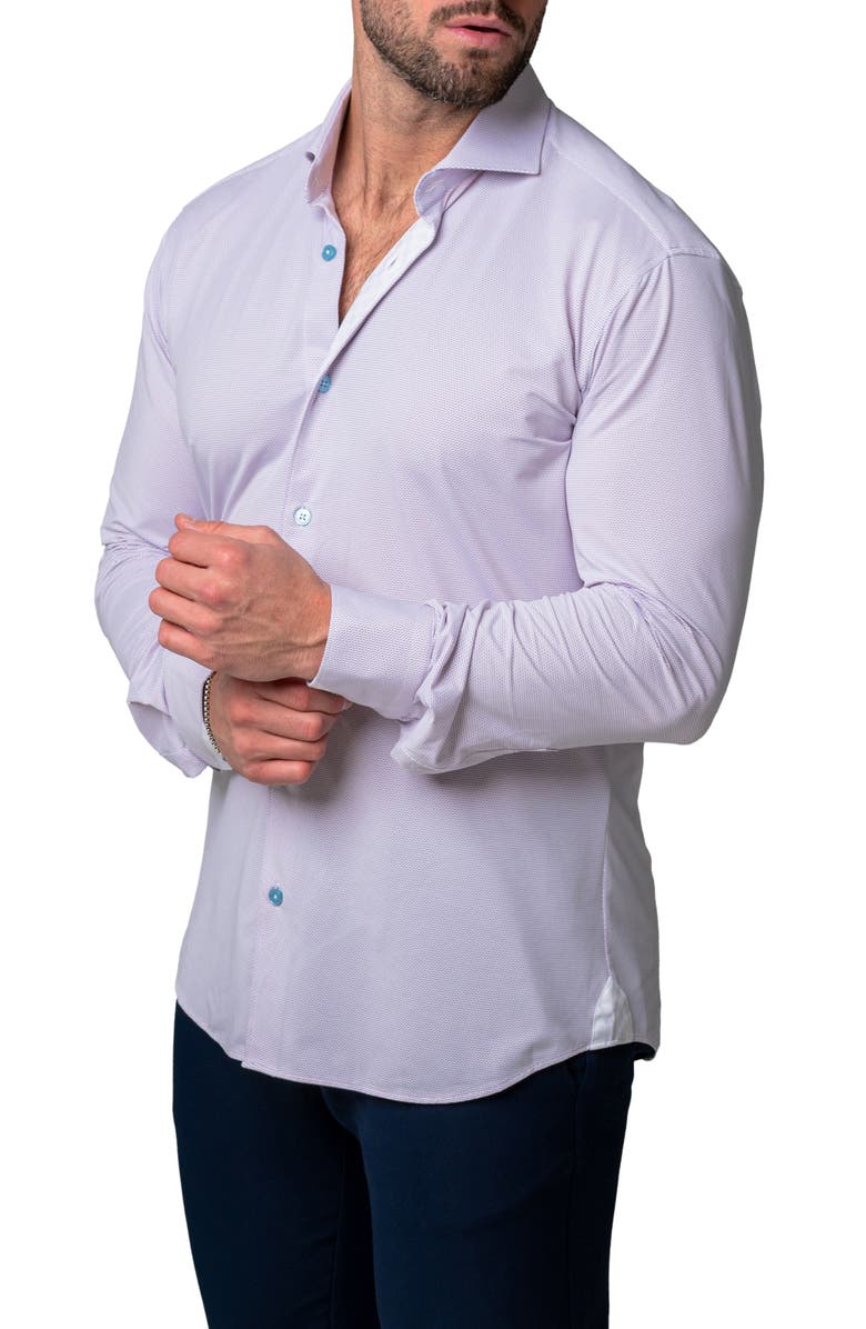 Maceoo Einstein Miami Purple Stretch Button-Up Shirt, Alternate, color, 
