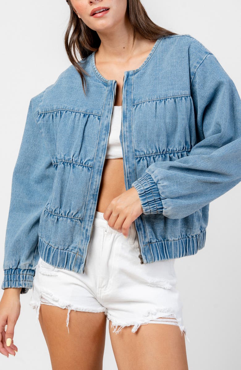 Beivy Novelty Denim Jacket, Alternate, color, Mid Blue Denim