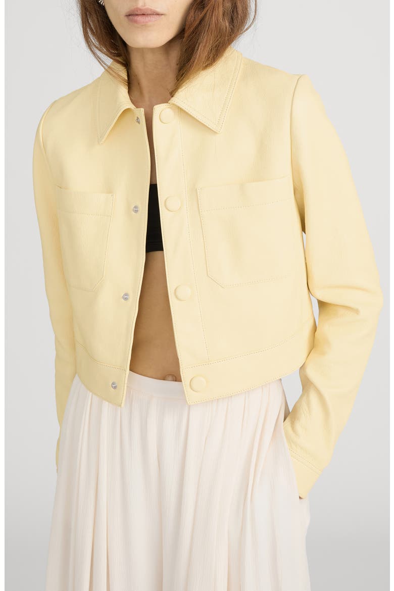 The Small Leather Jacket, Main, color, LEMON