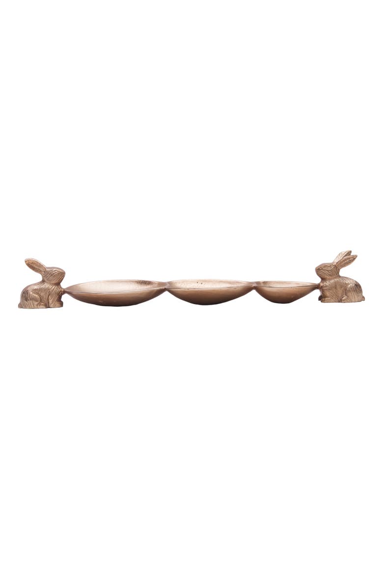Metal Solid Bunny Rabbit Easter Spring Egged Sectional Serving Platter 20.5", Alternate, color, Gold