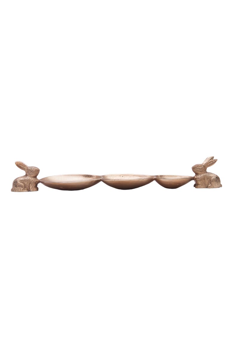 Gallerie II Metal Solid Bunny Rabbit Easter Spring Egged Sectional Serving Platter 20.5", Alternate, color, Gold