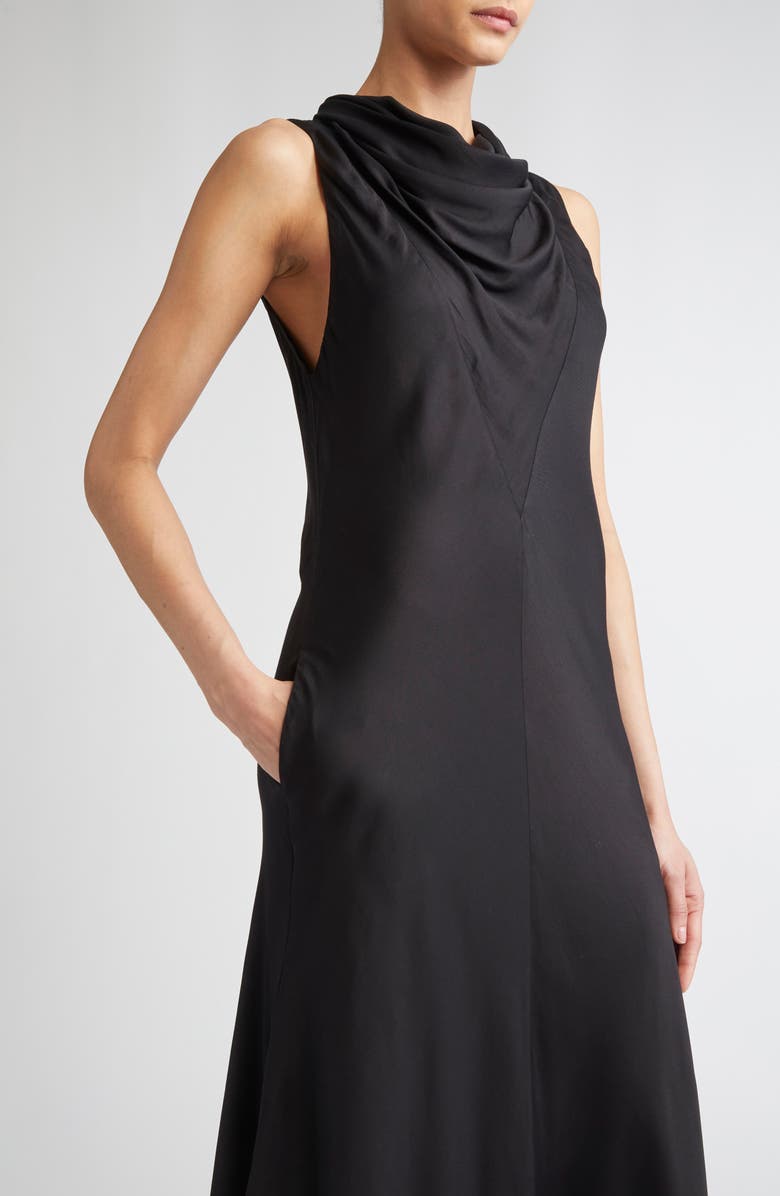 Brandon Maxwell The Fallon Cowl Neck A-Line Dress, Alternate, color, Black