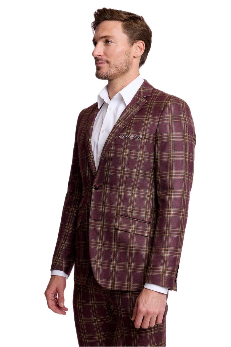 Dover Slim Check Suit Jacket, Alternate, color, BURGUNDY TAN CHECK