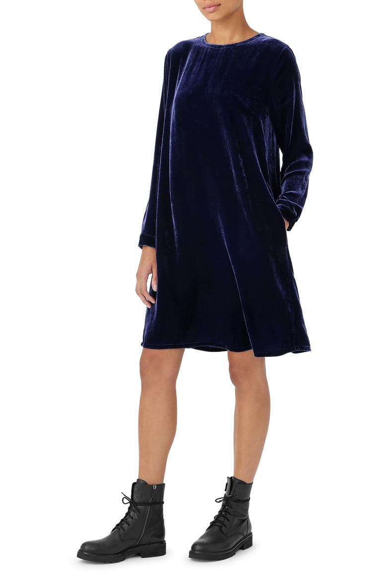 Long Sleeve Velvet Shift Dress, Alternate, color, VENUS