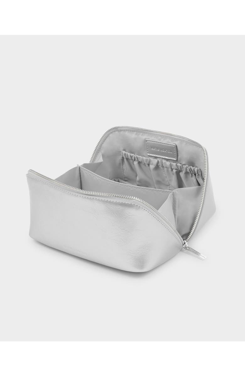 Katie Loxton Medium Patent Crackle Makeup and Toiletry Bag in Silver, Alternate, color, Silver