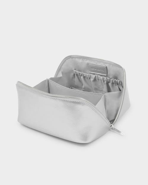 Katie Loxton Medium Patent Crackle Makeup And Toiletry Bag In Silver