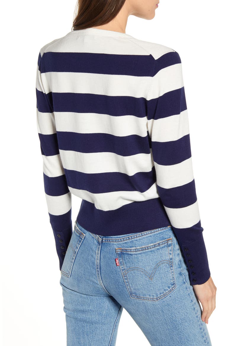 Stripe Crewneck Sweater, Alternate, color, NAVY/ IVORY