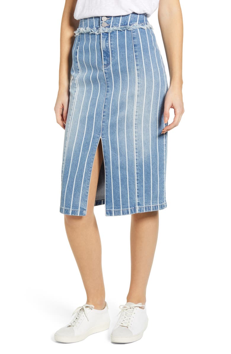 Wash Lab Denim Front Slit Jean Skirt, Main, color,