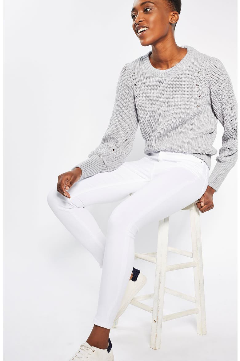 Jamie High Waist Ankle Skinny Jeans, Alternate, color, WHITE