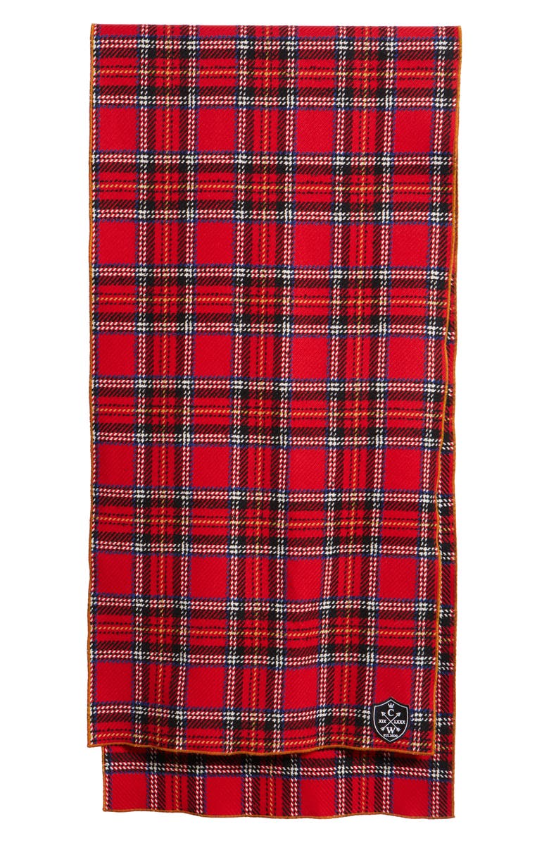 CLIFTON WILSON Tartan Wool Scarf, Alternate, color, Red