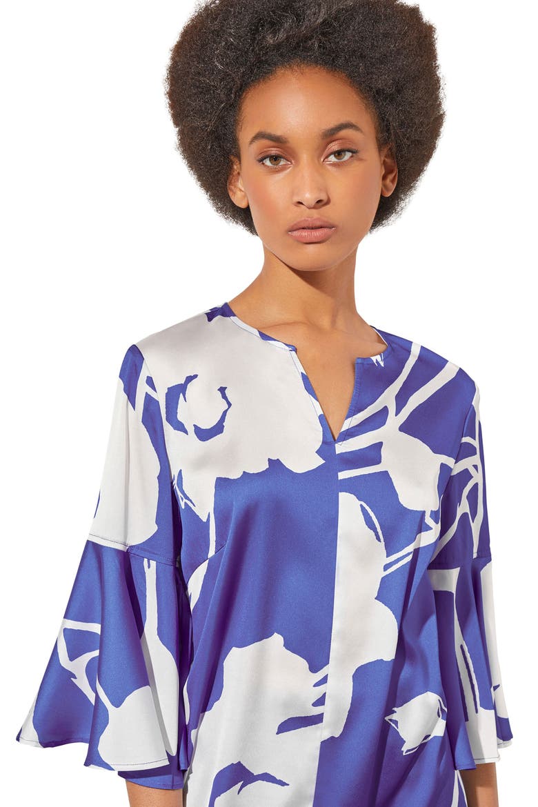 Floral Print Bell Sleeve Top, Alternate, color, SAPPHIRE SEA/WHITE