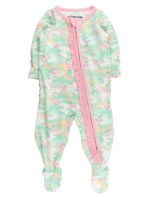 Baby Girls Modal Blend Ruffle One Piece Footie Pajamas