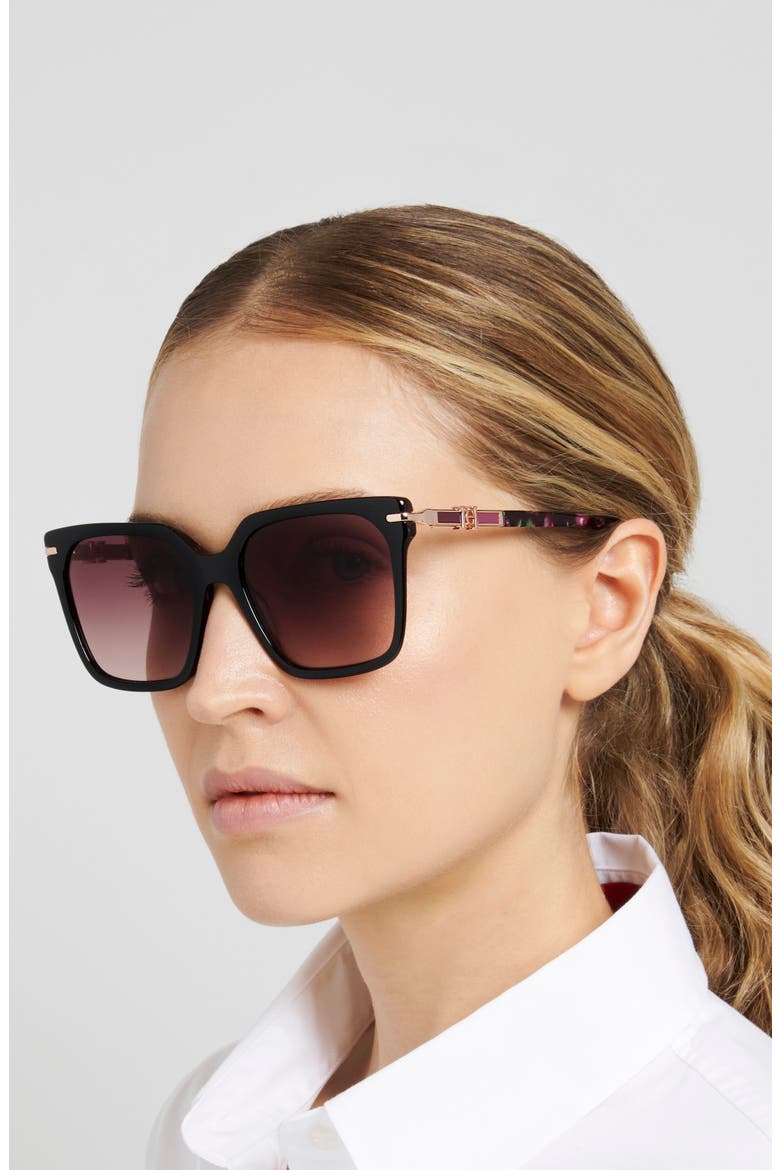 56mm Square Sunglasses, Alternate, color, RED HAVANA BLACK/ BROWN SF