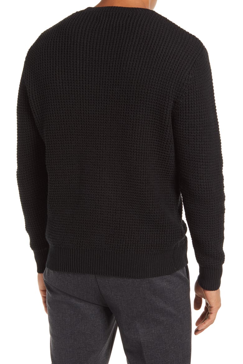 Liverpool Shaker Stitch Crewneck Sweater, Alternate, color, BLACK