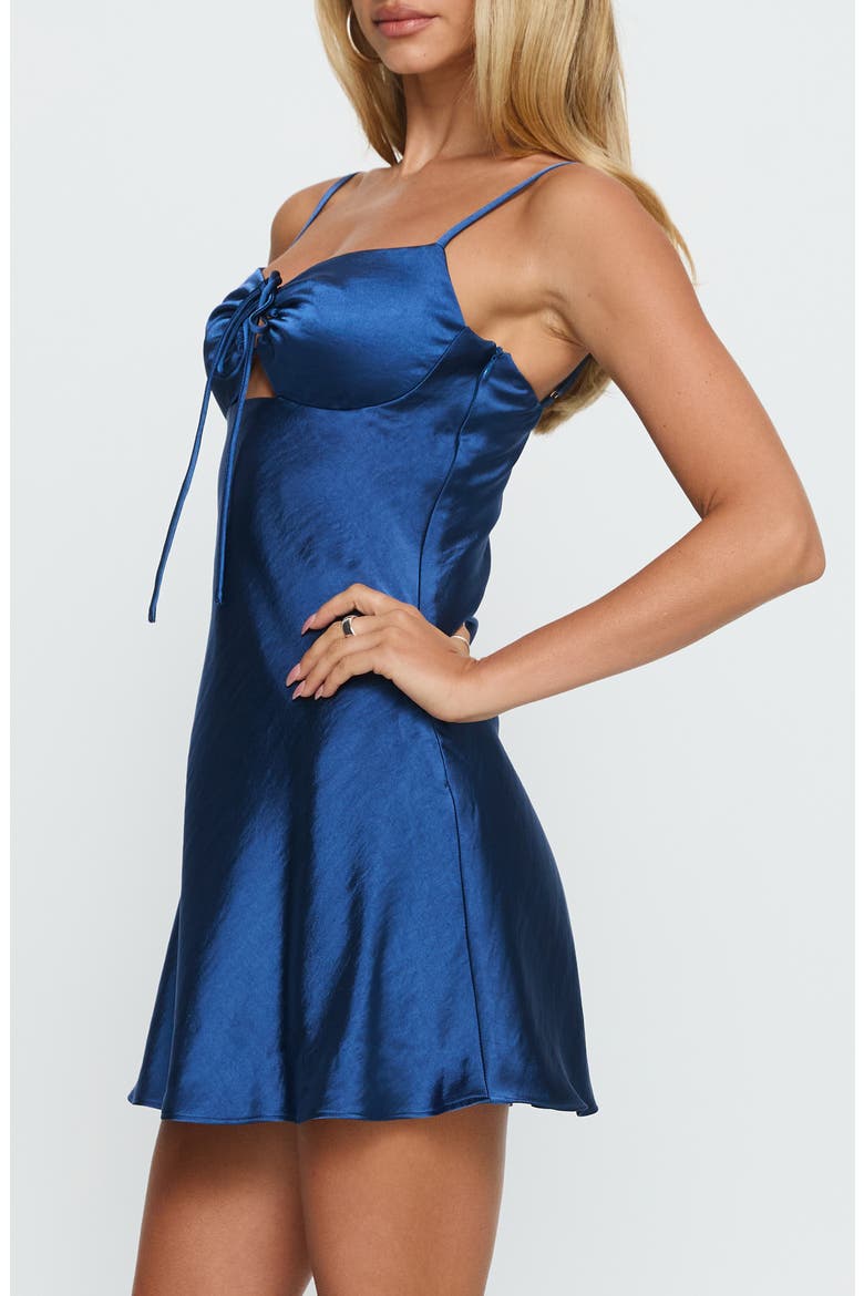 Amee Keyhole Satin Cocktail Dress, Alternate, color, NAVY