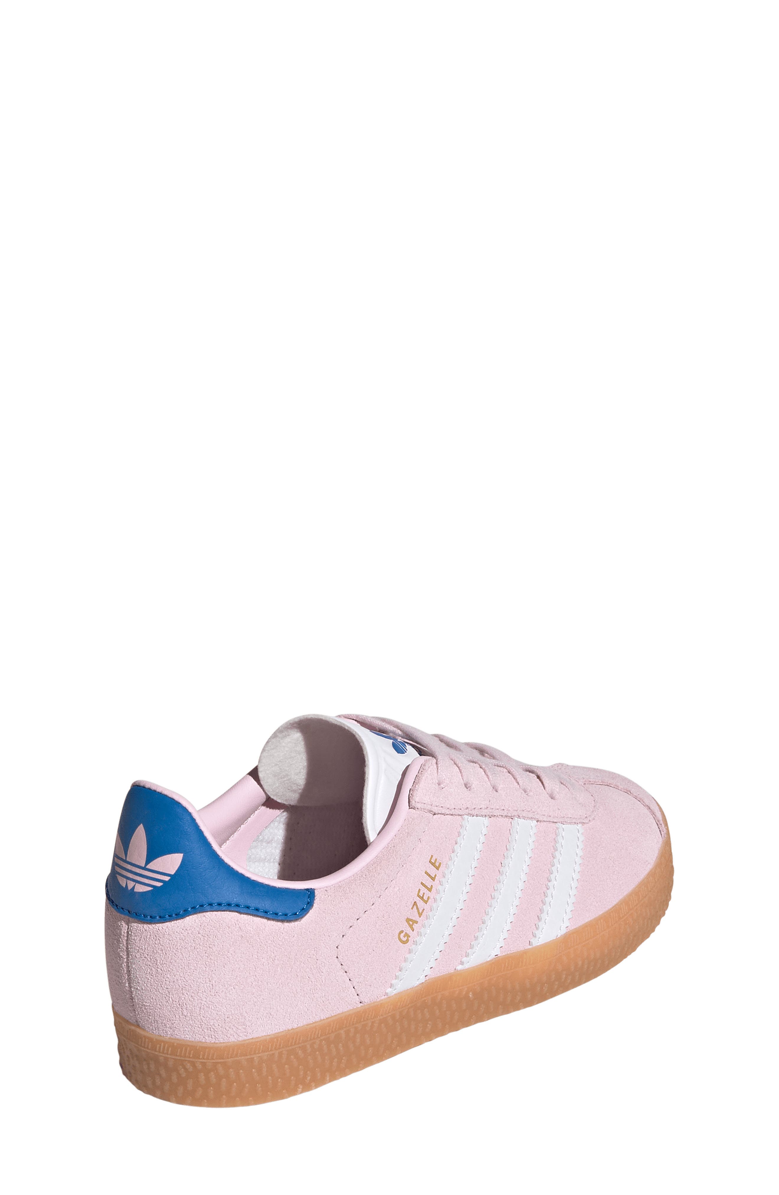 Kids' Gazelle Low Top Sneaker, Alternate, color, CLEAR PINK/ WHITE/ BLUEBIRD