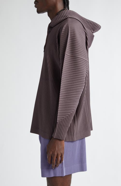 Issey Miyake Homme Plissé Mc December Pleated Henley Hoodie In Slate Violet