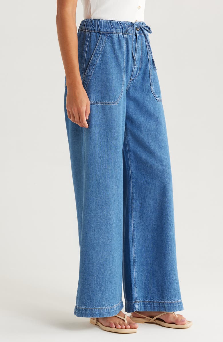PAIGE Rumi Wide Leg Drawstring Jeans, Alternate, color, Nimes