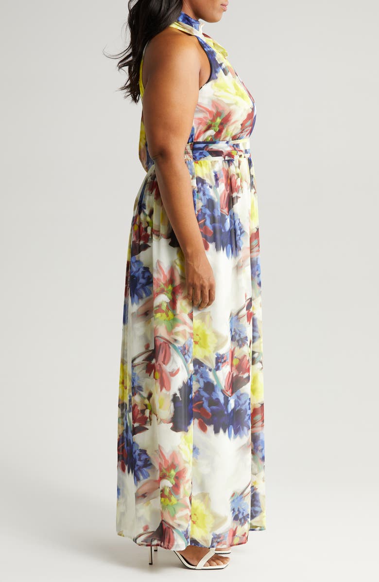 Anne Klein Floral Bow Maxi Dress, Alternate, color,