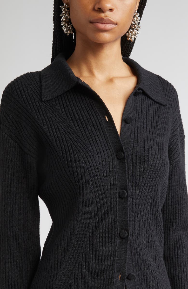 Dries Van Noten Wool Blend Rib Cardigan, Alternate, color, 