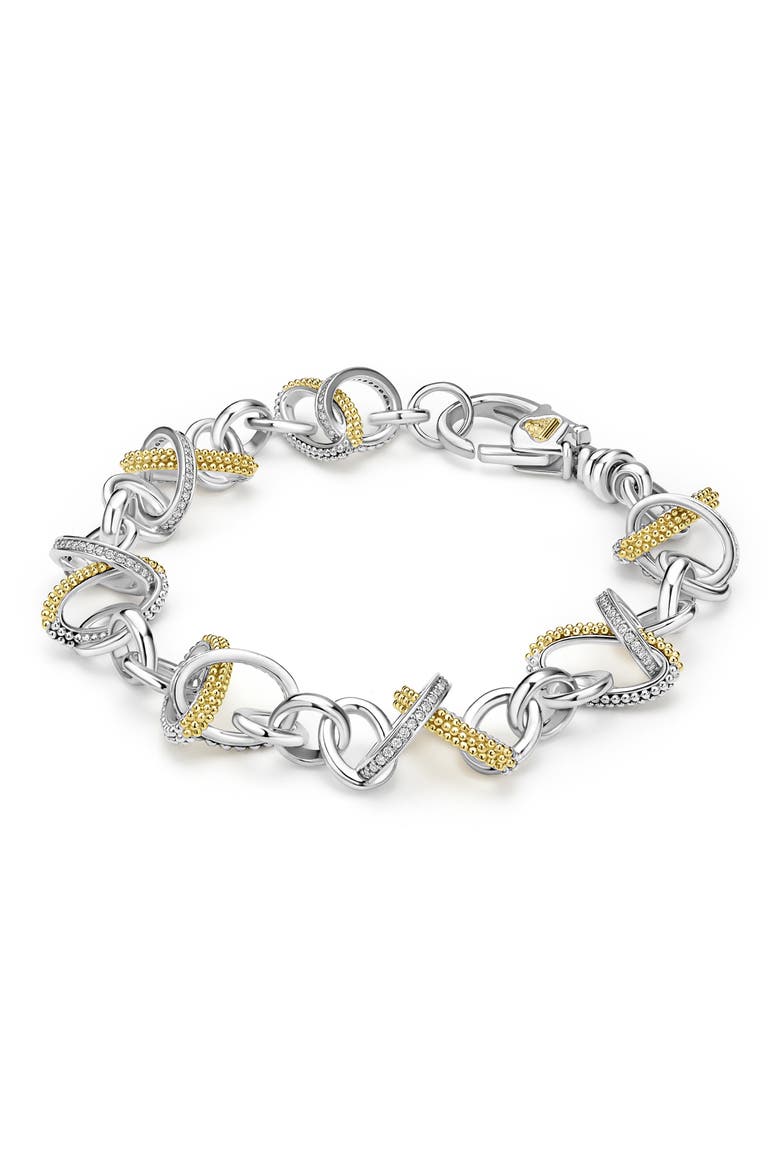 Caviar Lux Diamond Link Bracelet, Main, color, TWO-TONE