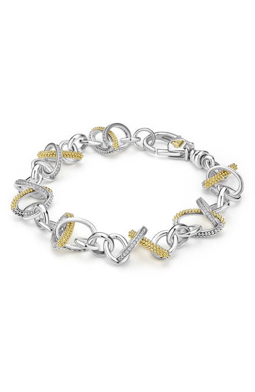 Lagos Caviar Lux Diamond Link Bracelet In Two-tone