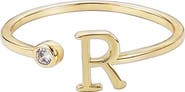 Adornia CZ & Initial Open Band Ring