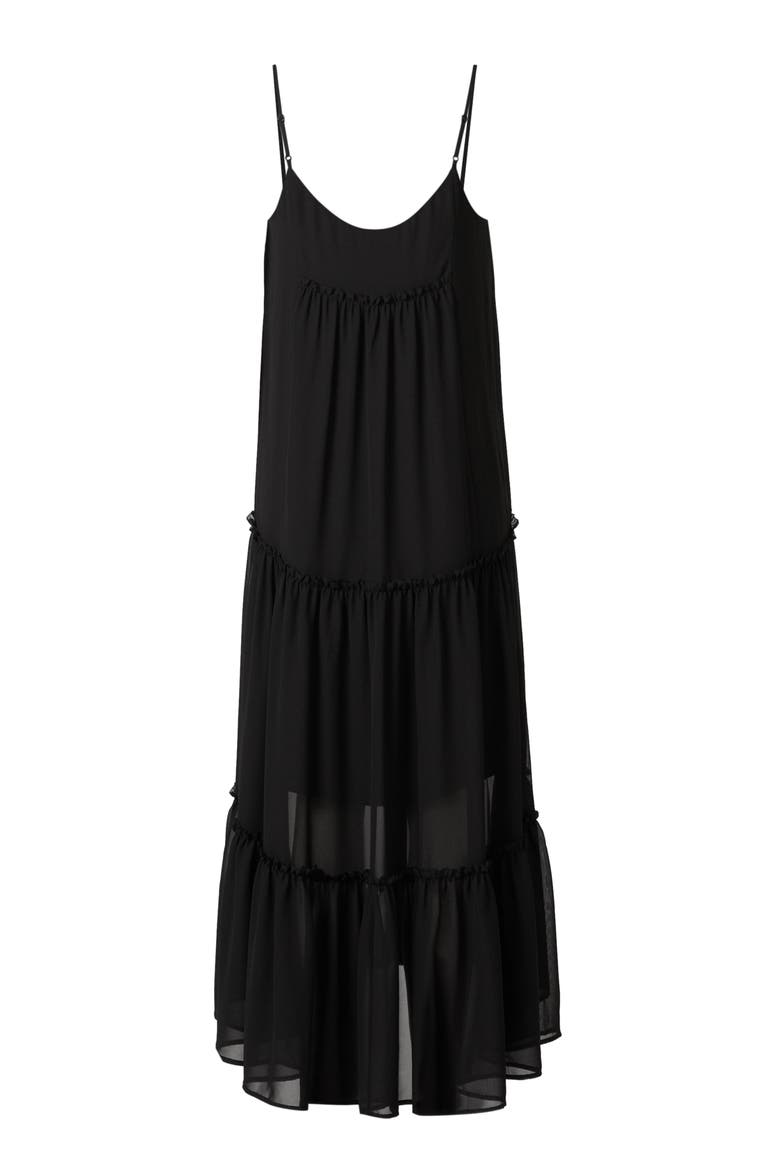 Tilly 2-in-1 Tiered Slipdress & Crop Merino Wool Sweater, Alternate, color, BLACK