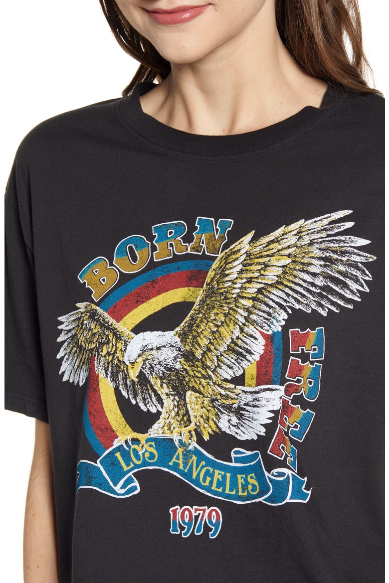 by Daydreamer Born Free Graphic Boyfriend Cotton Tee, Alternate, color, ASH BLACK